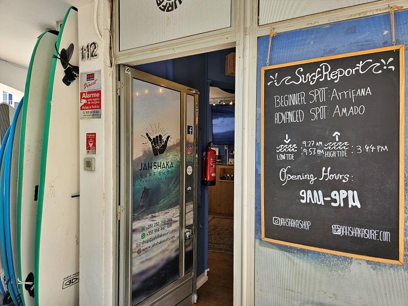entry door into Jah Shaka Surf Shop